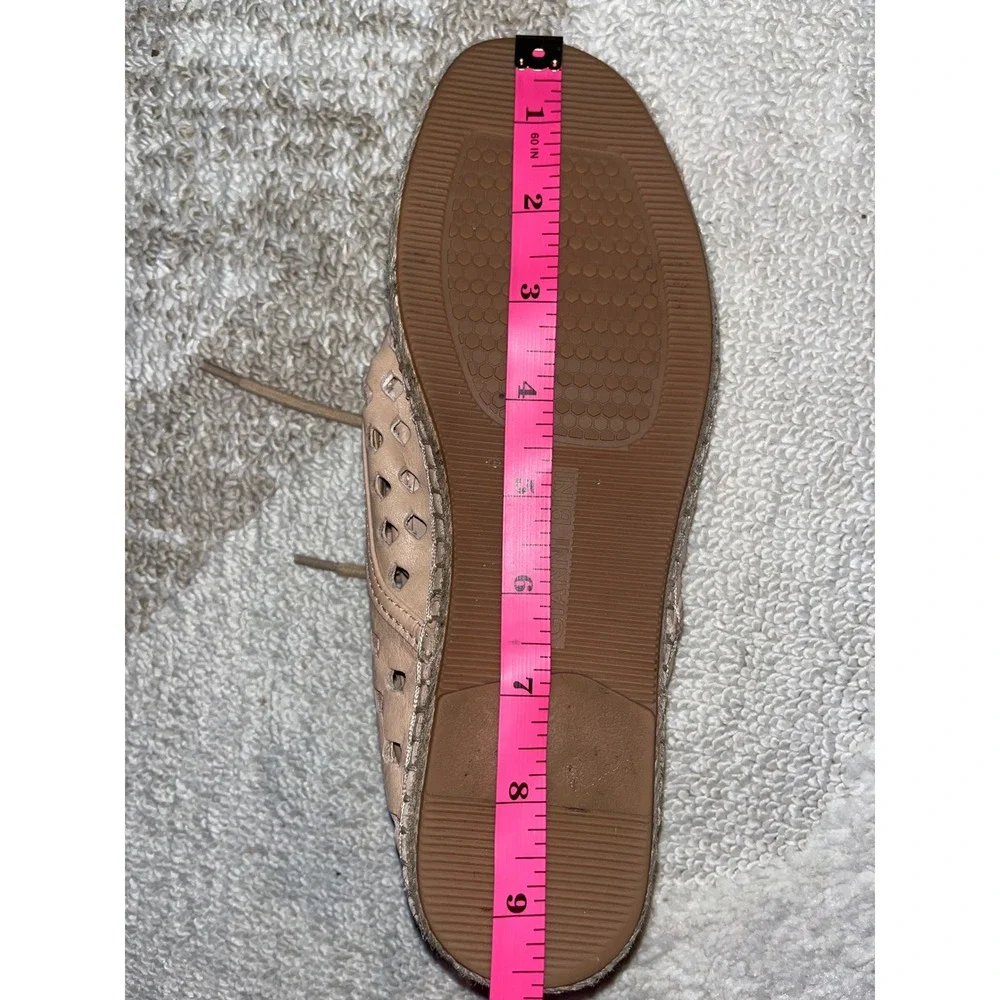 Gianni Bini Womens Tan Perforated Leather Lace Up Espadrille Oxford Flats Size 7